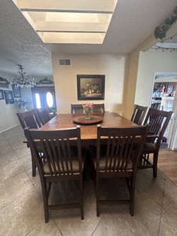 Solid Wood Dining Table 8 Chairs Tall Chairs Read Description