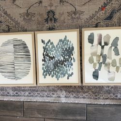 Set Of 3 Framed Watercolor Art