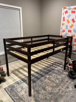 Twin Low Loft Bed Frame Espresso Wood
