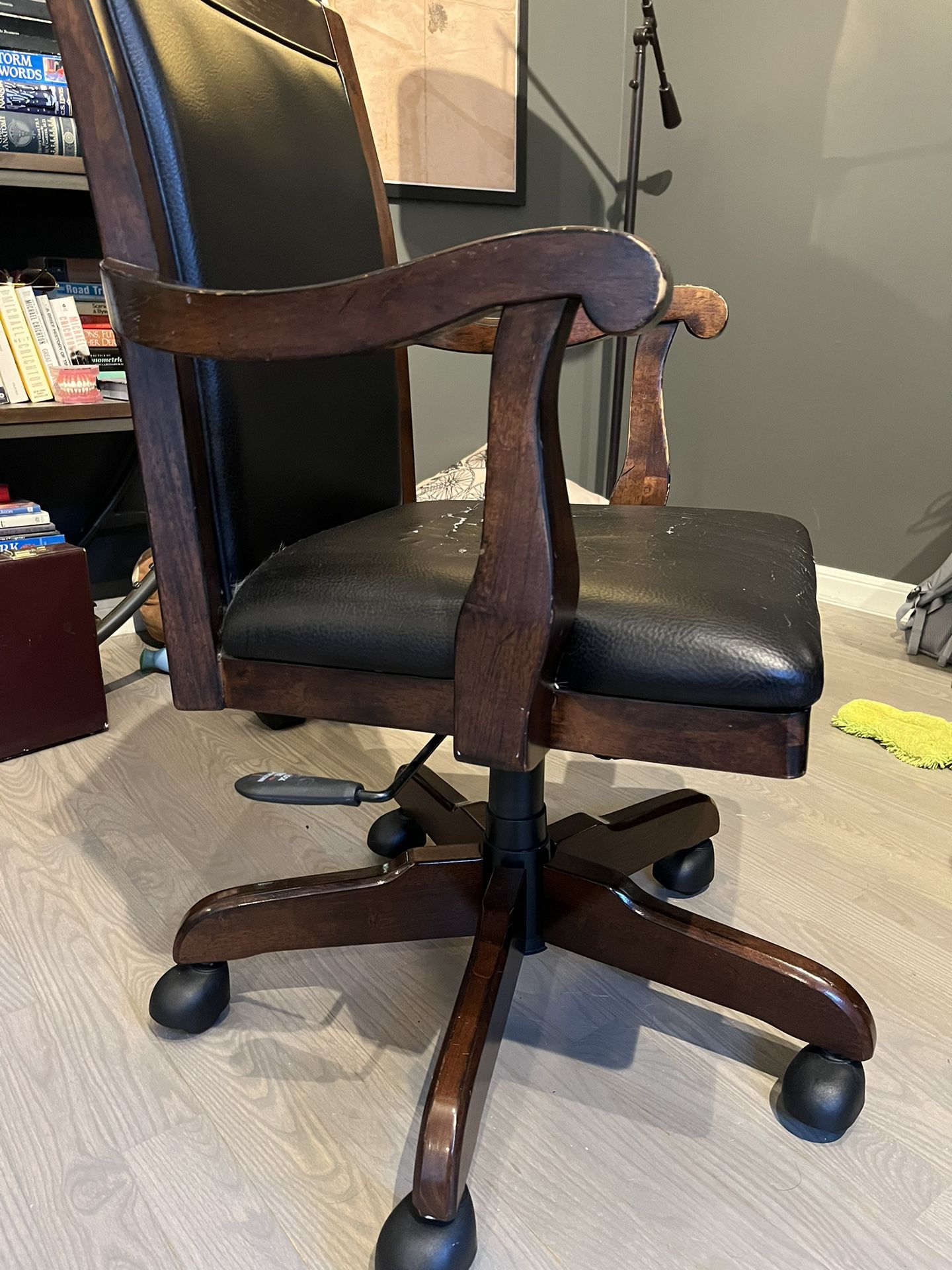 Free Wood/Leather Desk Chair