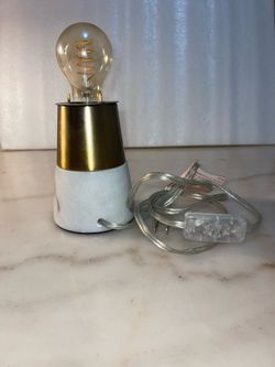 Marble and Brass Table Lamp with Edison Bulb