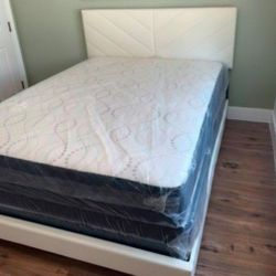 Queen Size Bed Frame With Mattress Included New Bed Frame Box Sealed Queen BED + Mattress + Boxspring 