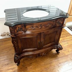 🔥 NEW 36in Ronbow Luxury Old World Bathroom Vanity Sink Cherry Finish Black Granite Stone Top 🔥