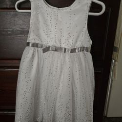 Toddler White And Sparkly Silver Dress 24mos