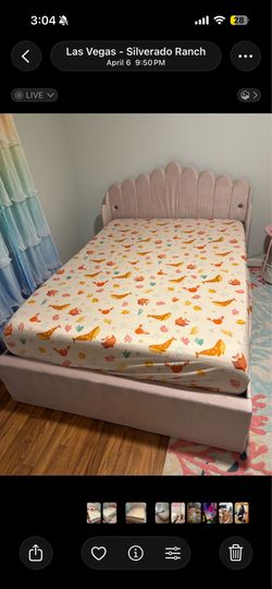 Pink Bed Frame & Mattress (twin size)