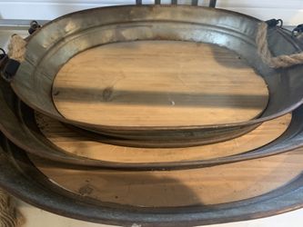 Trays Wood Metal And Rope Modern Rustic