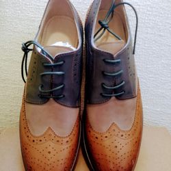 U-Lite Women's Perforated Lace-up Wingtip Multicolor Leather Flat Oxfords Vintage Oxford Shoes Size 8.5 