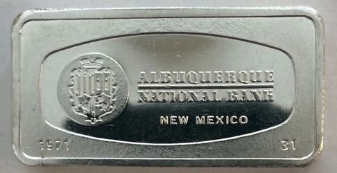 1971 Albuquerque National Bank Solid Sterling Silver Bar