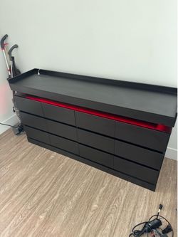 Large Black 12-Drawer Dresser