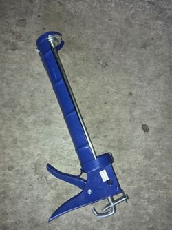 Blue Caulking Gun with Spout Cutter