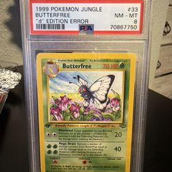 1999 Pokemon Jungle Butter free “d” Edition Error PSA 8
