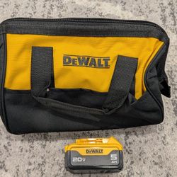 Brand New: DeWalt 5ah Battery  And DeWalt Tool Bag
