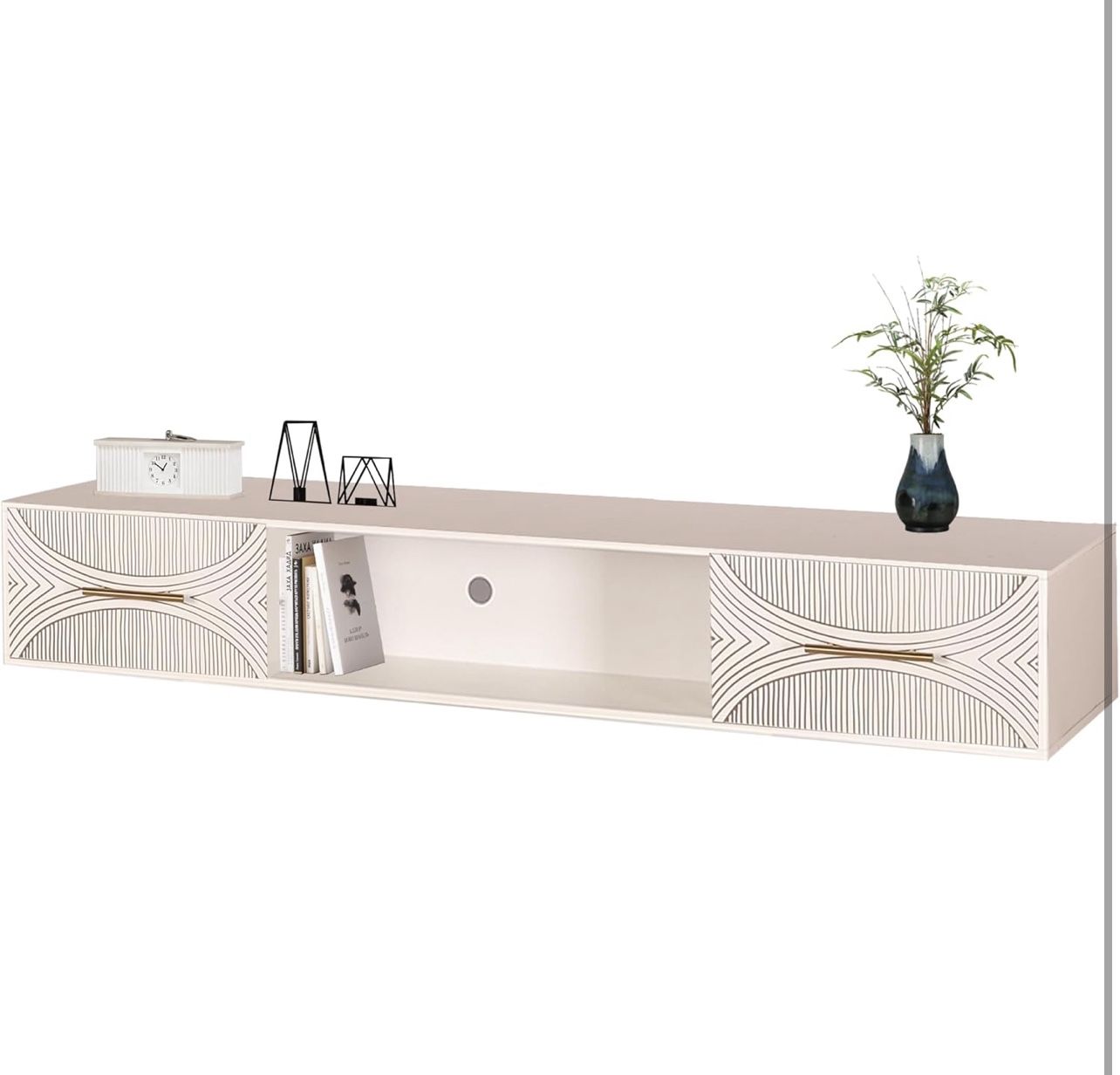 TV Stand for 65 Inch TV, Entertainment Center with Storage Cabinets, Mid Century Modern Media TV Console Table for Living Room, Bedroom, MeetingRoom,