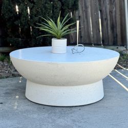 Crate & Barrel Organic Modern Outdoor Patio or Indoor Concrete Coffee Table