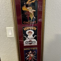 Framed Vintage Style Martini & Cinzano Art – Bar / Kitchen Wall Decor