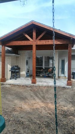 Custom built Cedar patio covers and see her ever since 1964