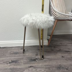 Very Cute White And Gold Fur Chair Used