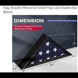 Black Memoriàl Burial Flag Display Case With Glass 17x24x4
