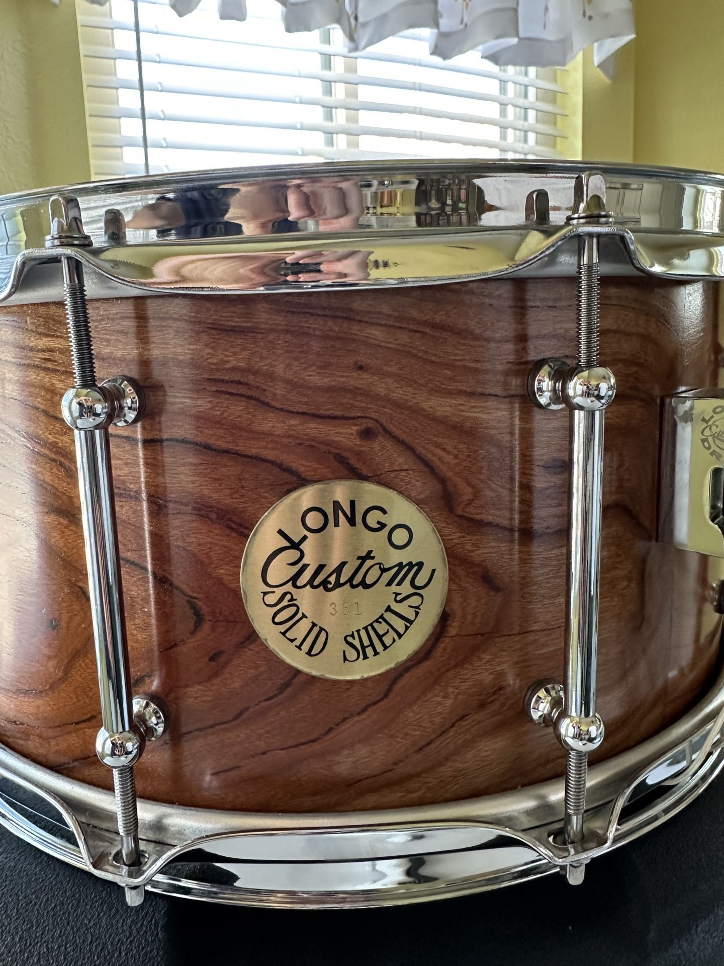 Longo Custom Solid Shell Snare Drum With Case