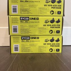 RYOBI Lithium Starter Kit 2.0 Ah, 4.0 Ah Battery & Charger