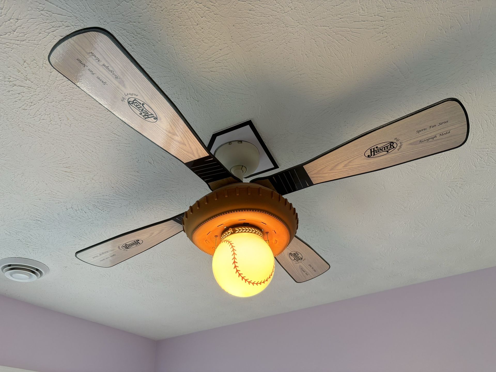 HUNTER 3 Speed Baseball 44" Ceiling Fan & Light w/Reversible Blades Kids/ Sports Room Model 21847