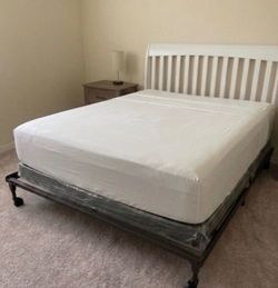 Full Size White Headboard Bed Frame Mattress