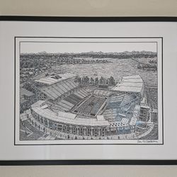 Custom Framed And Matted UW Husky Stadium Artwork