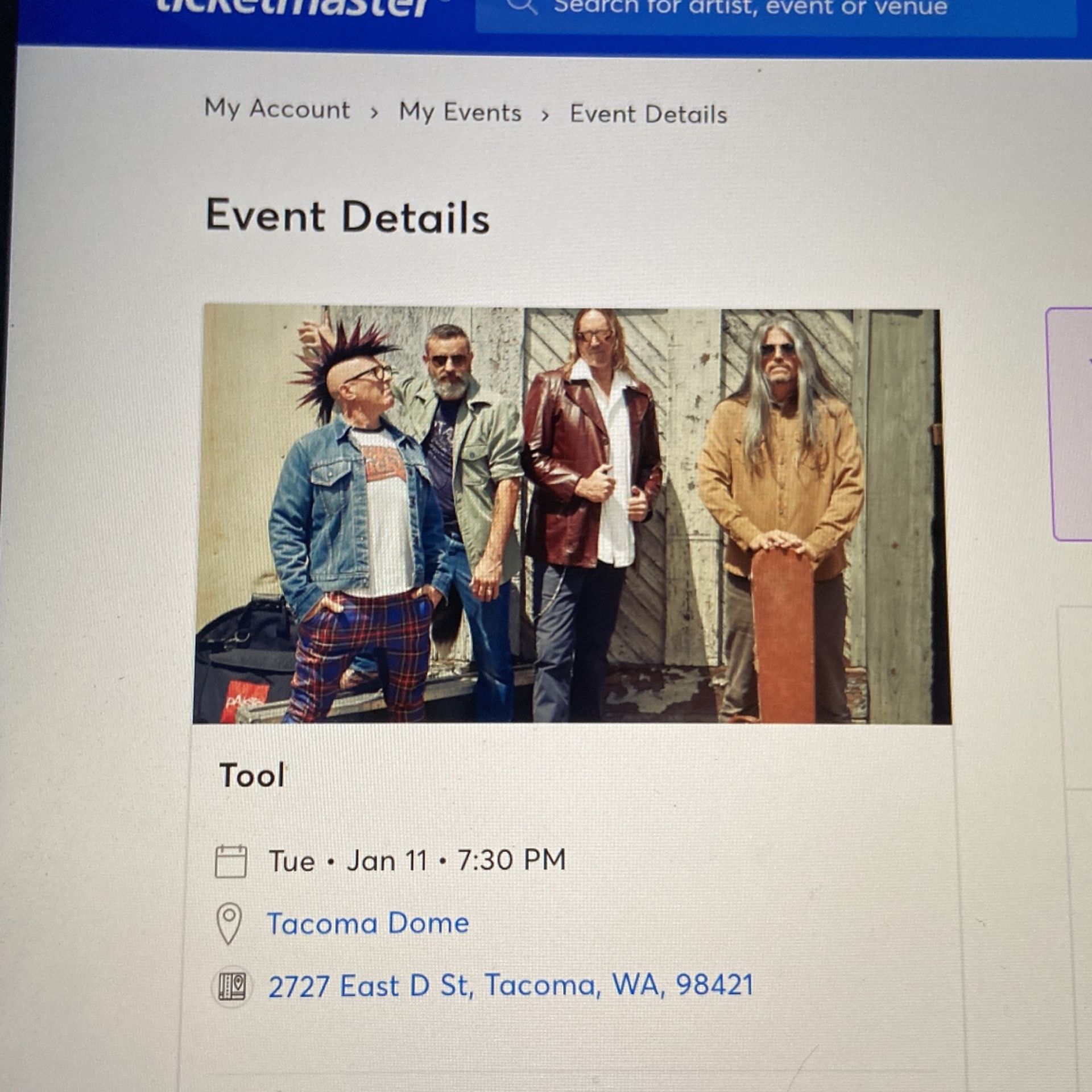 Tool Concert Ticket