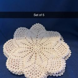 Crochet Doily/ Mantelito Set Of 5