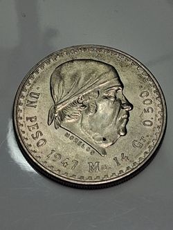 Mexico 1 peso Morelos Independence War silver coin 1947