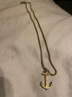 Kiel James Patrick Gold Anchor Choker Necklace and Pendant