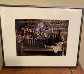 Frame picture of girl with her Imagination coming to life.