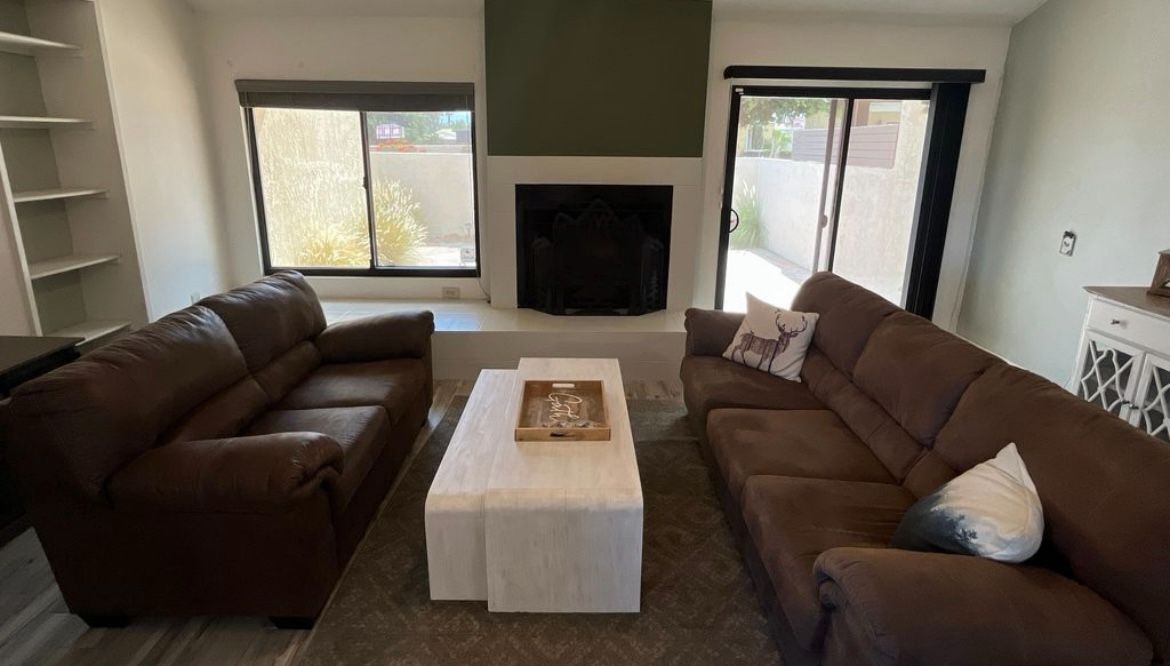 Faux leather sofas