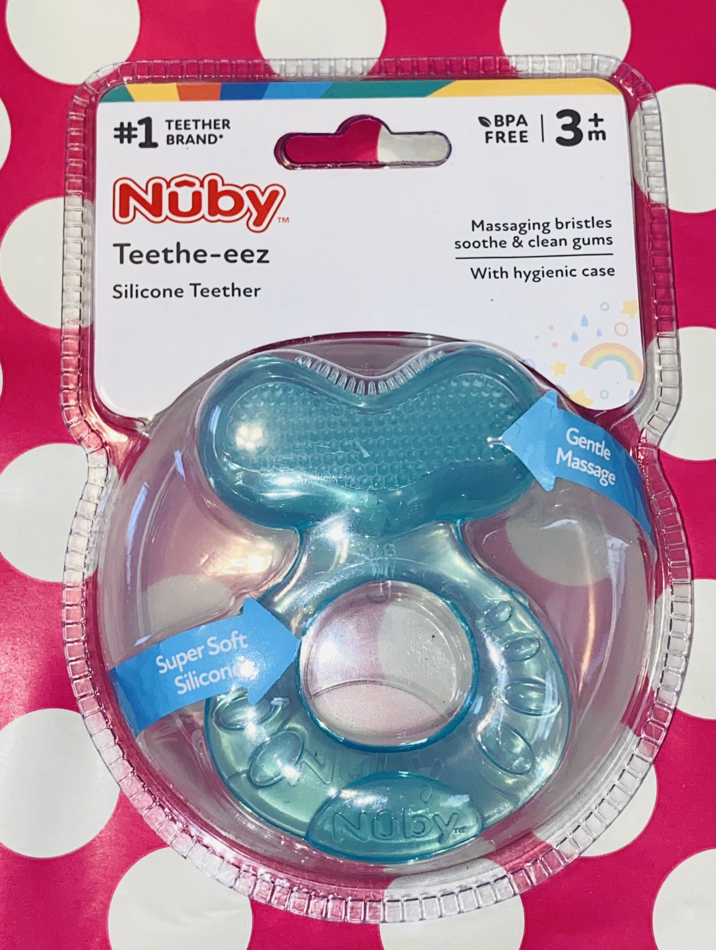 3+ MONTHS💎🟦❤️NUBY❤️🟦💎TEETHE-EEZE MASSAGING SILICONE TEETHER