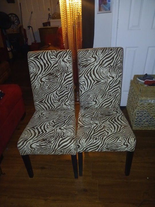 2 Brown And Tan Animal Print Accent Chairs