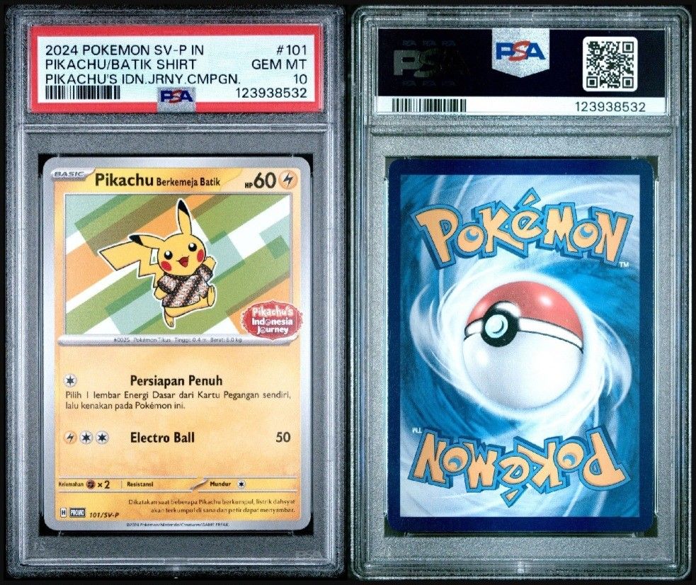 2024 Pokemon SV-P IN Pikachu Batik Shirt Indonesian Journey Campaign #101 PSA 10