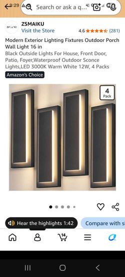 Modern Exterior Lighting Fixtures Outdoor Porch Wall Light 16 in
Black Outside Lights For House, Fro
