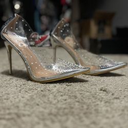 clear rhinestone heels