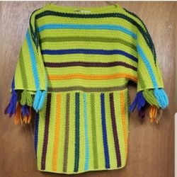 Vintage 1960s Loubella Hippie Sweater With Fringe Sleeves