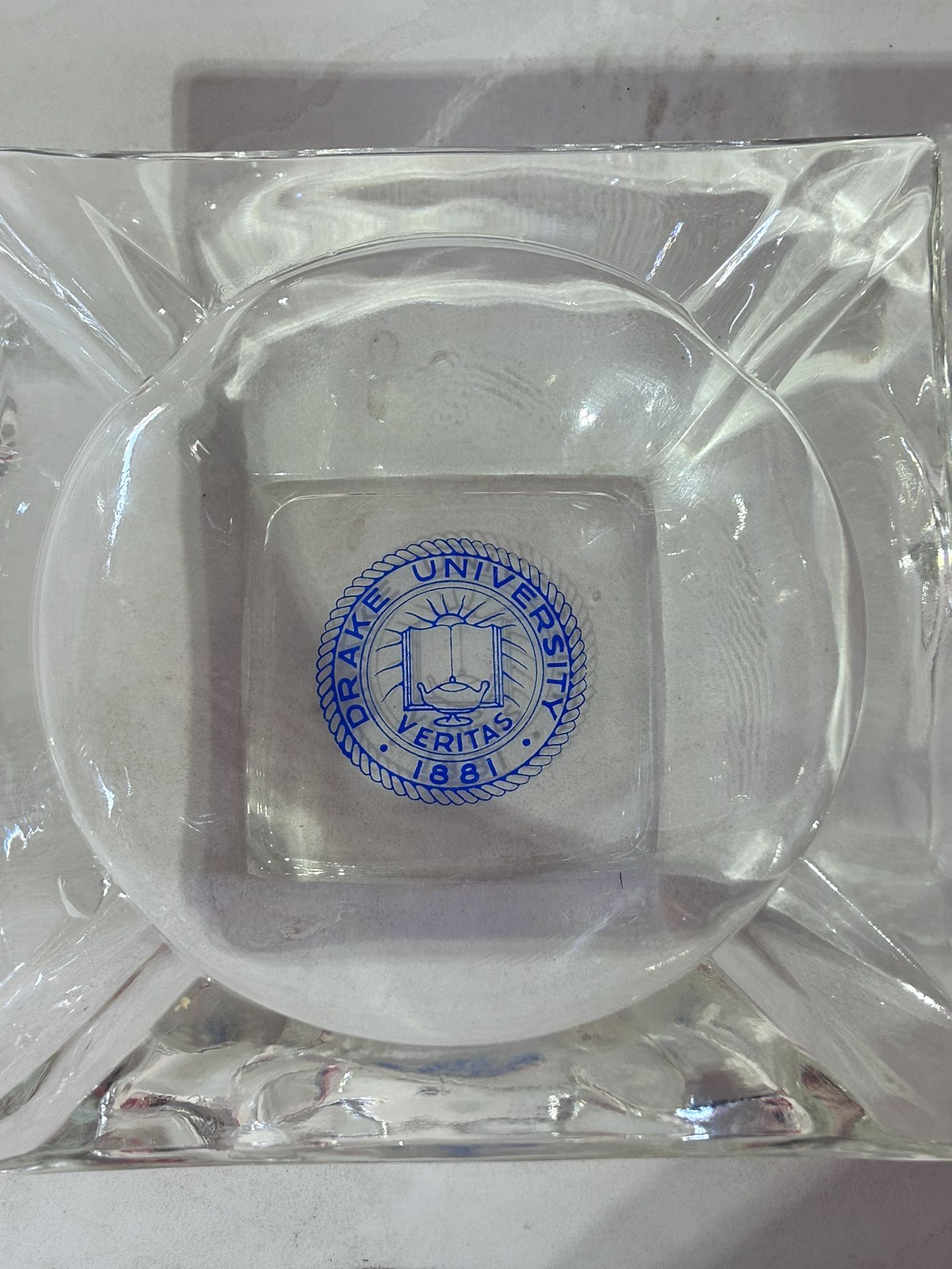 Vintage Drake University Glass Ashtray