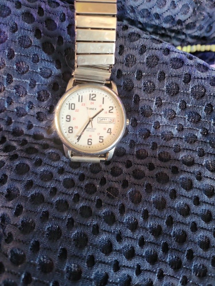 Vtg Timex Men's LA Cell T56 Easy Reader Silver Tone Day Date ..