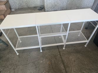 White Metal Shelving Unit with Mesh Shelves