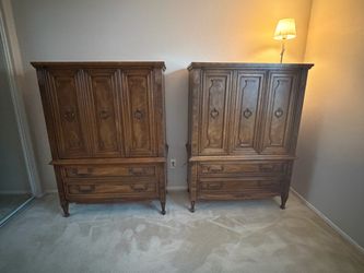 Pair of Drexel Vintage Wood Armoire Chests