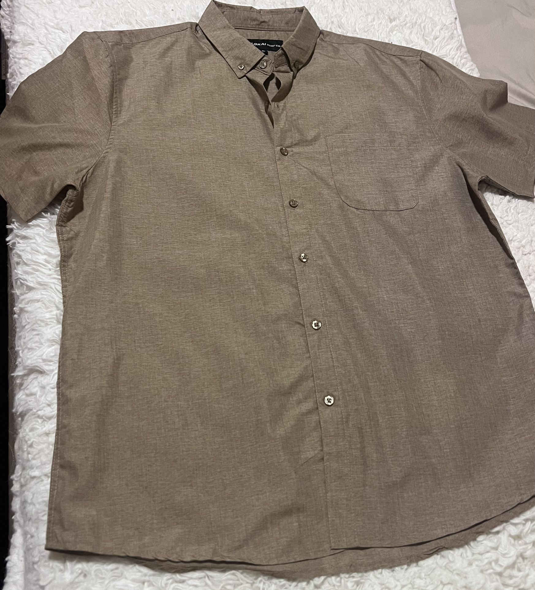 Casual Tan Button Down Shirt for Men
