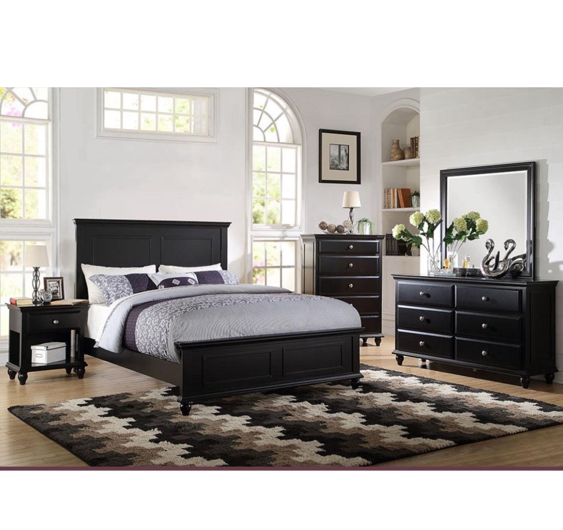 4- Pc Bedroom set Dresser,Mirror Nightstand (1) Queen size bed frame Not including Mattress and Box Sp