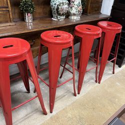 4- Industrial Style Metal Barstools Indoor/Outdoor  Used for Staging 