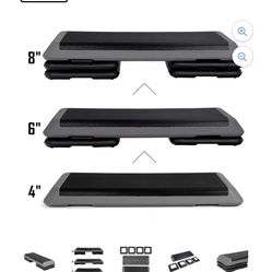 43'' Aerobic Exercise Stepper Platform W/ Adjustable Risers 4"-6"-8", MAX 550lb for Fitness Training Workout