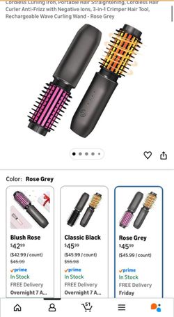 Cordless Curling Iron, Portable Hair Straightening, Cordless Hair Curler Anti-Frizz with Negative Ions, 3-in-1 Crimper Hair Tool, Rechargeable Wave Cu