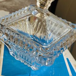 Elegant Crystal Glass Candy Dish with Lid – New, Never Used