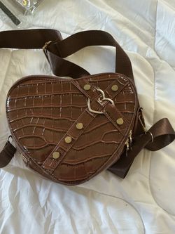 Brown Heart-Shaped Crossbody Bag